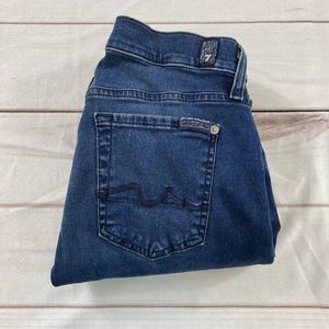7 For All Mankind Womens Blue Medium Wash Low Rise Skinny Denim Jeans Size 27